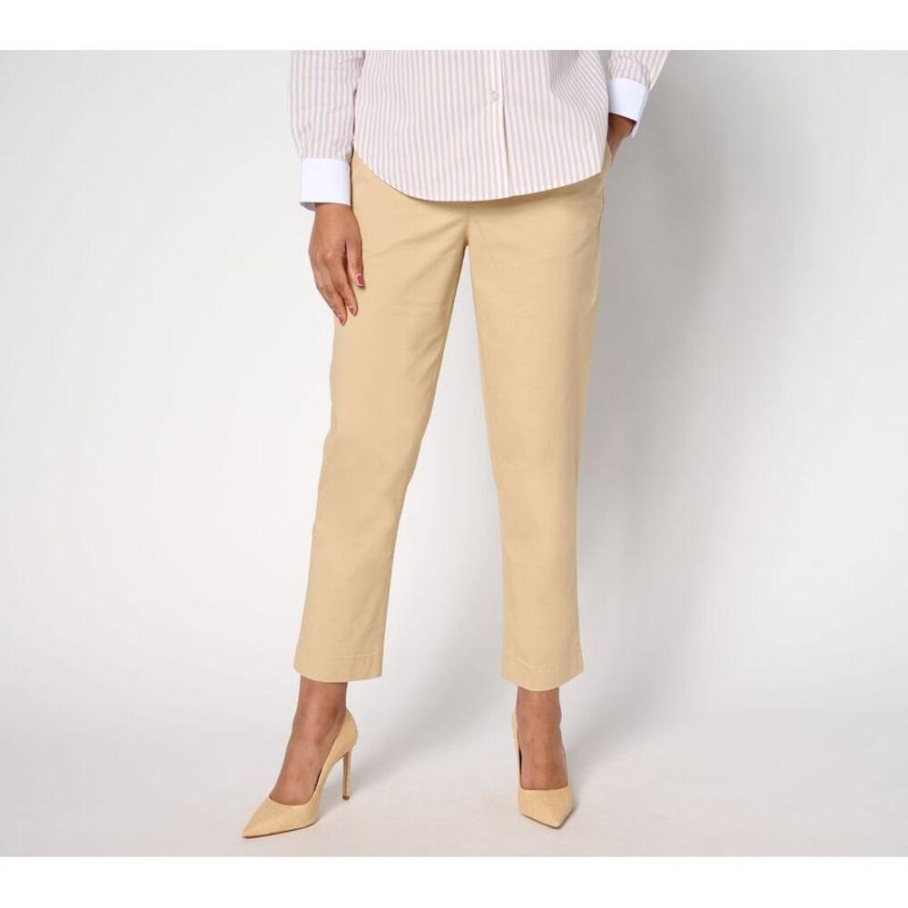 Studio Park Women's Pants Sz L x Rosina Grosso Twill Ankle Sandalwood A688566